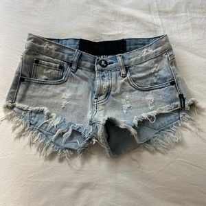 One Teaspoon Light Wash Denim Shorts